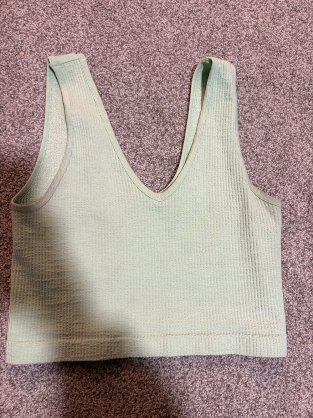 By Together Mint Ribbed V-Neck Crop Tank
